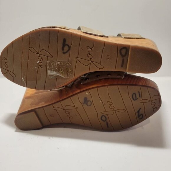 JOIE Taupe Cecilia 4.5" Wedge Sandals Women's Size 7 Buckle Closure - Picture 4 of 12